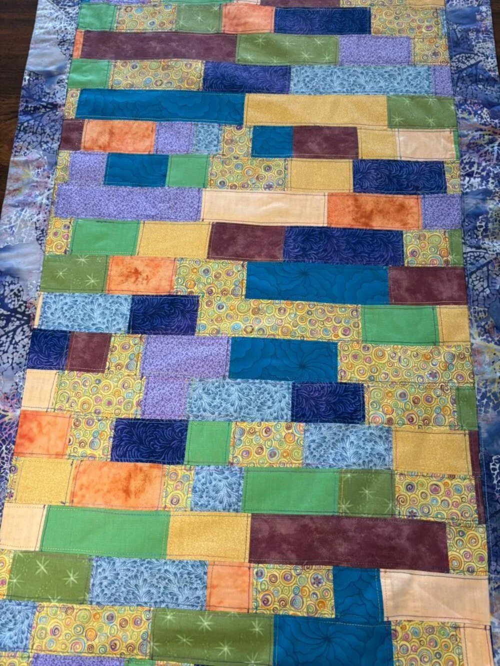 Colorful Table Runner, Crazy Crumb Quilt Runner, Patchwork Rainbow Runner